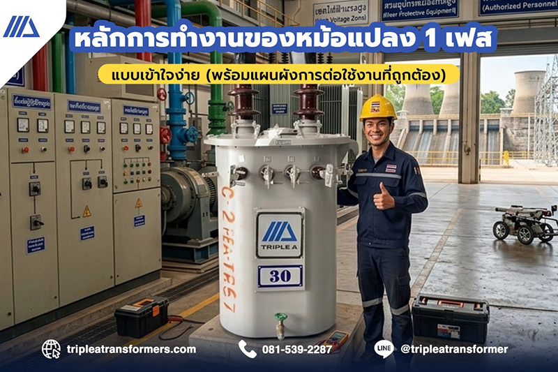 หลักการทำงานของหม้อแปลง 1 เฟส แบบเข้าใจง่าย (พร้อมแผนผังการต่อใช้งานที่ถูกต้อง)