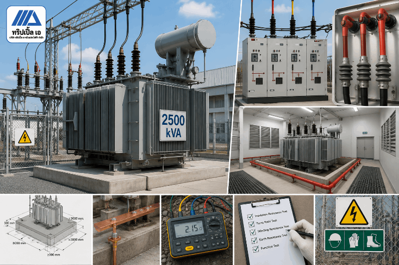 ข้อกำหนดและมาตรฐานการติดตั้งหม้อแปลง 2500 kVA ระบบ 22kV / 33kV